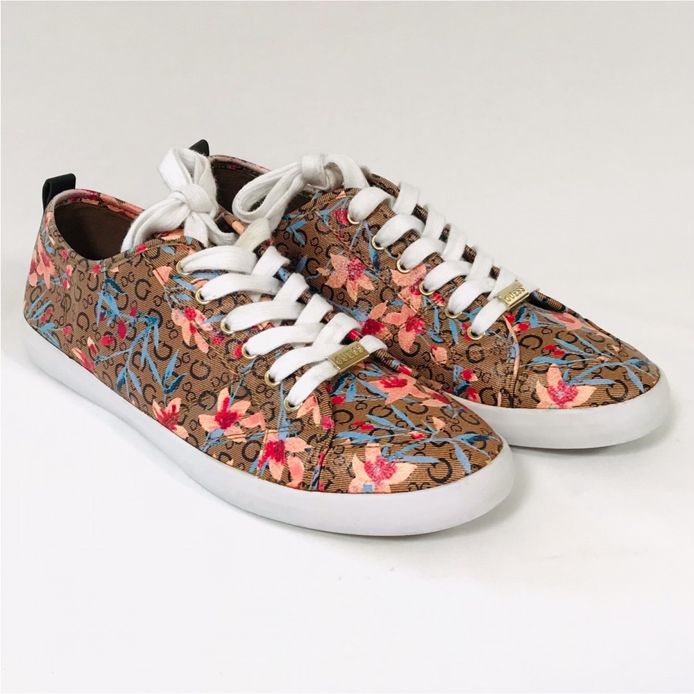 Guess Goodlie Floral Women’s Coated Canvas Lace-Up Sneakers Women’s Size 11